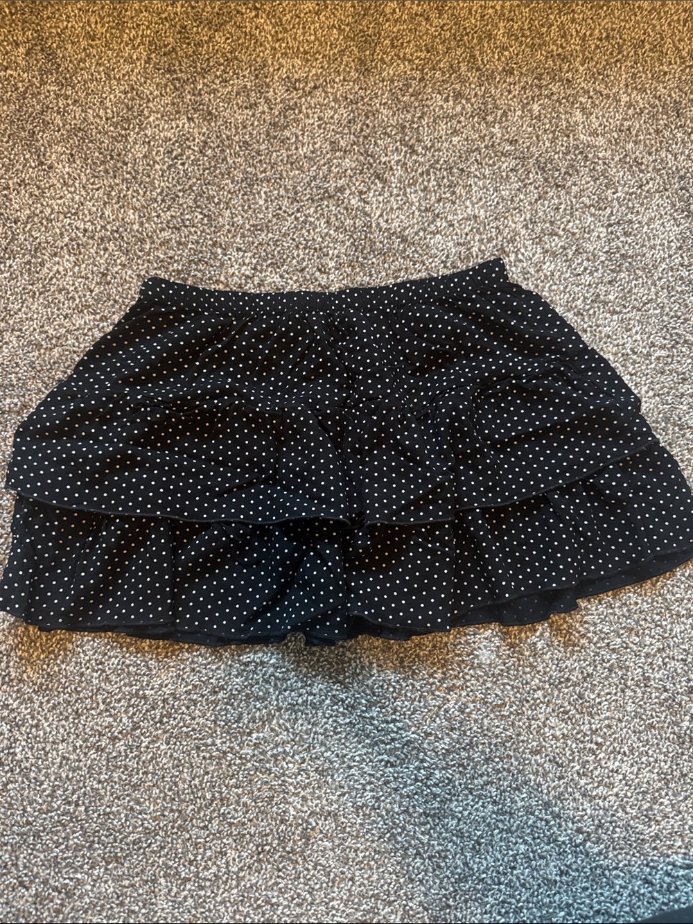 Black Polka Dot Tiered Mini Skirt